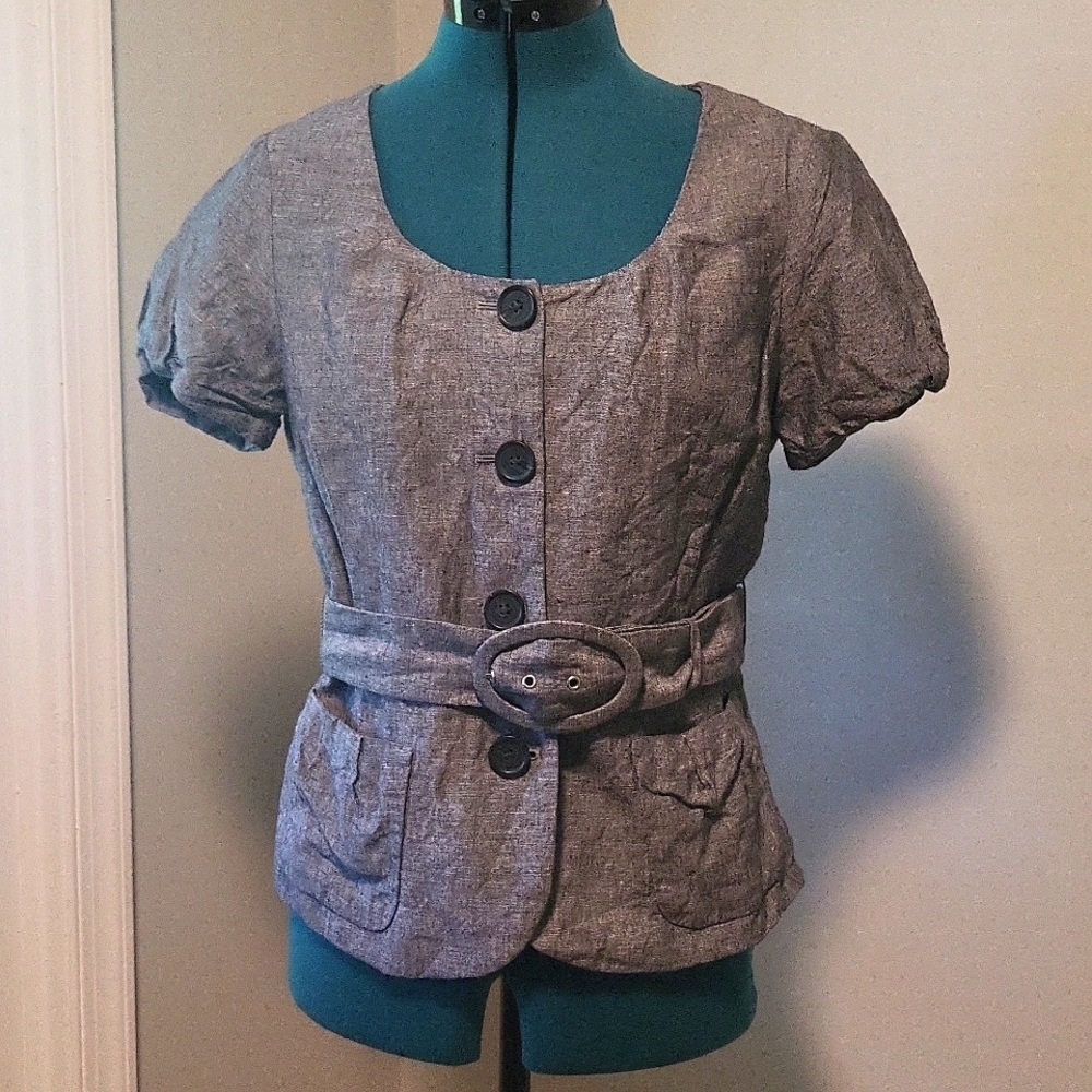 Banana Republic size 6 gray linen dress top with belt